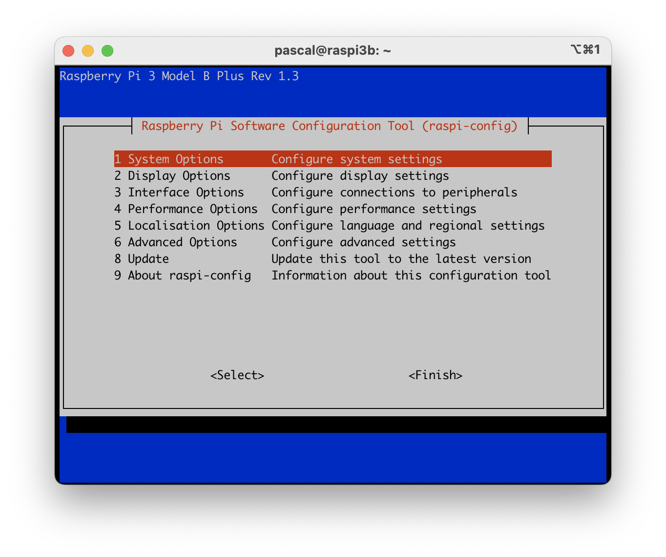raspi-config screenshot